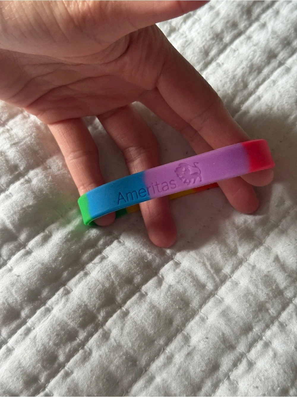 Ameritas Rainbow Silicone Wristband Bracelet Pride Promo Rubber Band 8 Inch